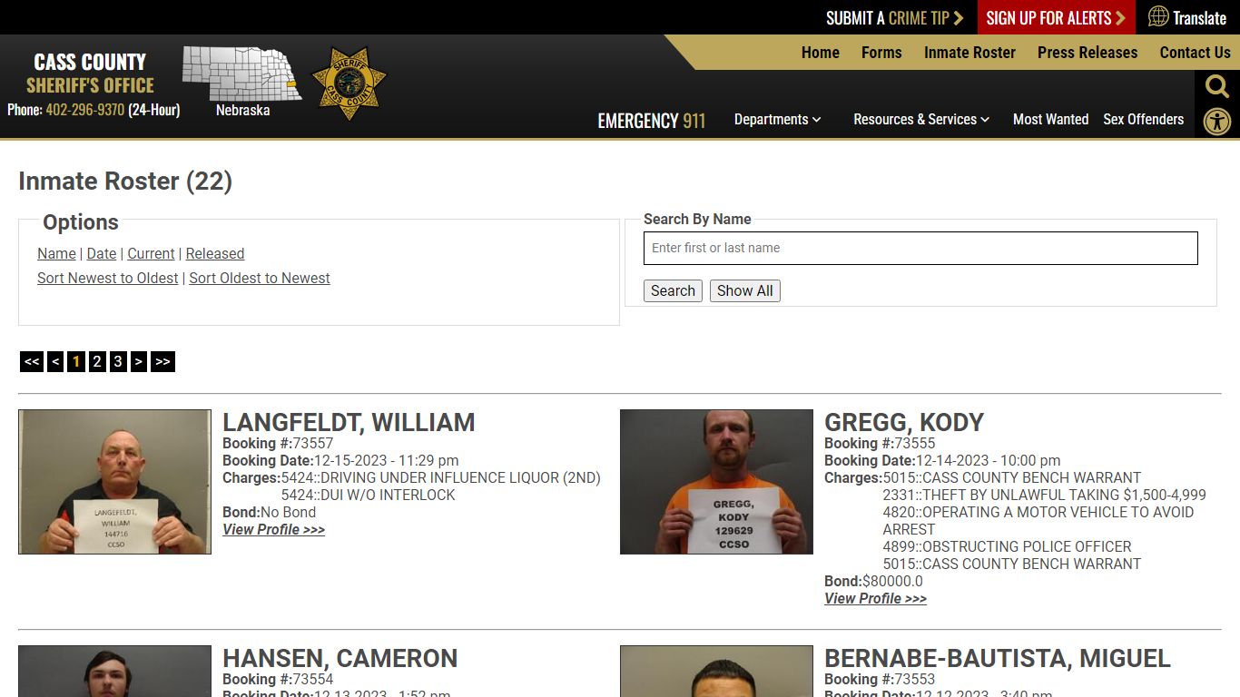 Inmate Roster - Current Inmates Booking Date Descending - Cass County ...